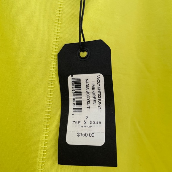 Brand New with Tags Rag & Bone Nadia Bodysuit in Lime green - Picture 6 of 6